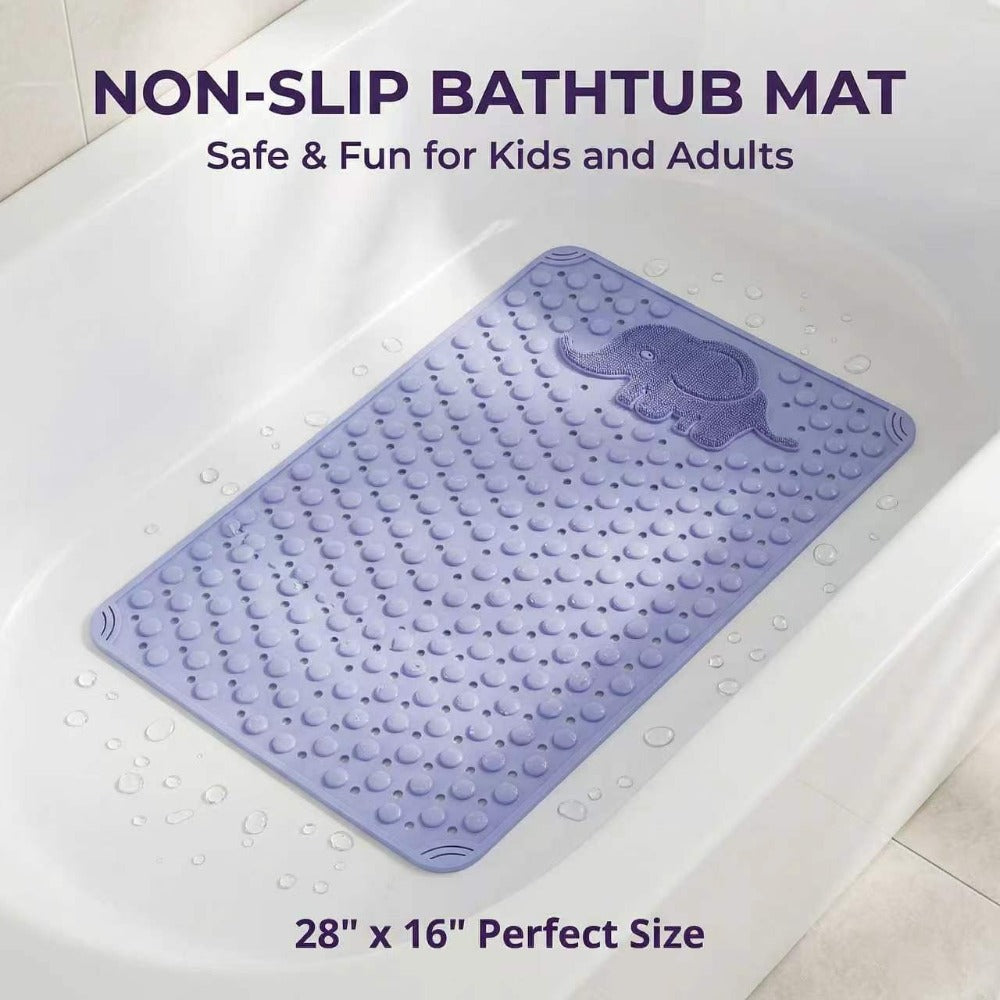 Non-Slip Bath Mat for Bathtub Shower with Suction Cups Extra Soft TPE Bathtub Mat Machine Washable Fast Draining Large 30x17 Inch Bathroom Mat for Tub