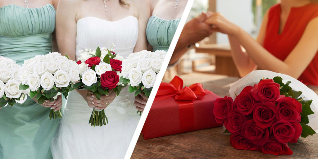 Artificial Roses Bulk with Long Stems ¨C Real Touch Velvet Fake Flowers for Wedding Bouquet, Bridal Centerpiece, Valentine's Day, Mother's Day, Home Decor (50/100pcs, Multi Colors)