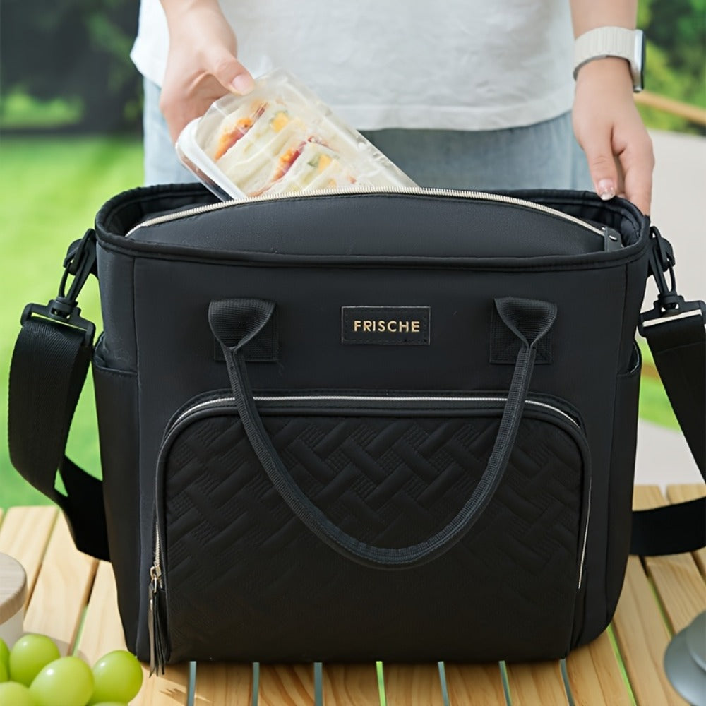 Insulated Lunch Bag Extra Large 11L Thermal Tote with Adjustable Shoulder Strap and Handle Hot Cold Food Carrier Beach Cooler Bag for Outdoor Picnic Work in Black Purple Green Grey