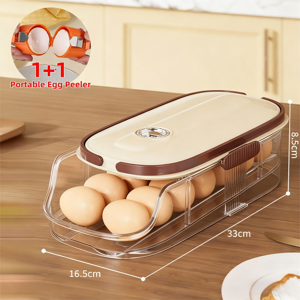Egg Organizer for Refrigerator, Multi-Layer Auto-Rolling Egg Rack with Large Capacity ¨C Space-Saving Egg Storage Dispenser for Fridge, Cabinet & Countertop, Ideal for Busy Families