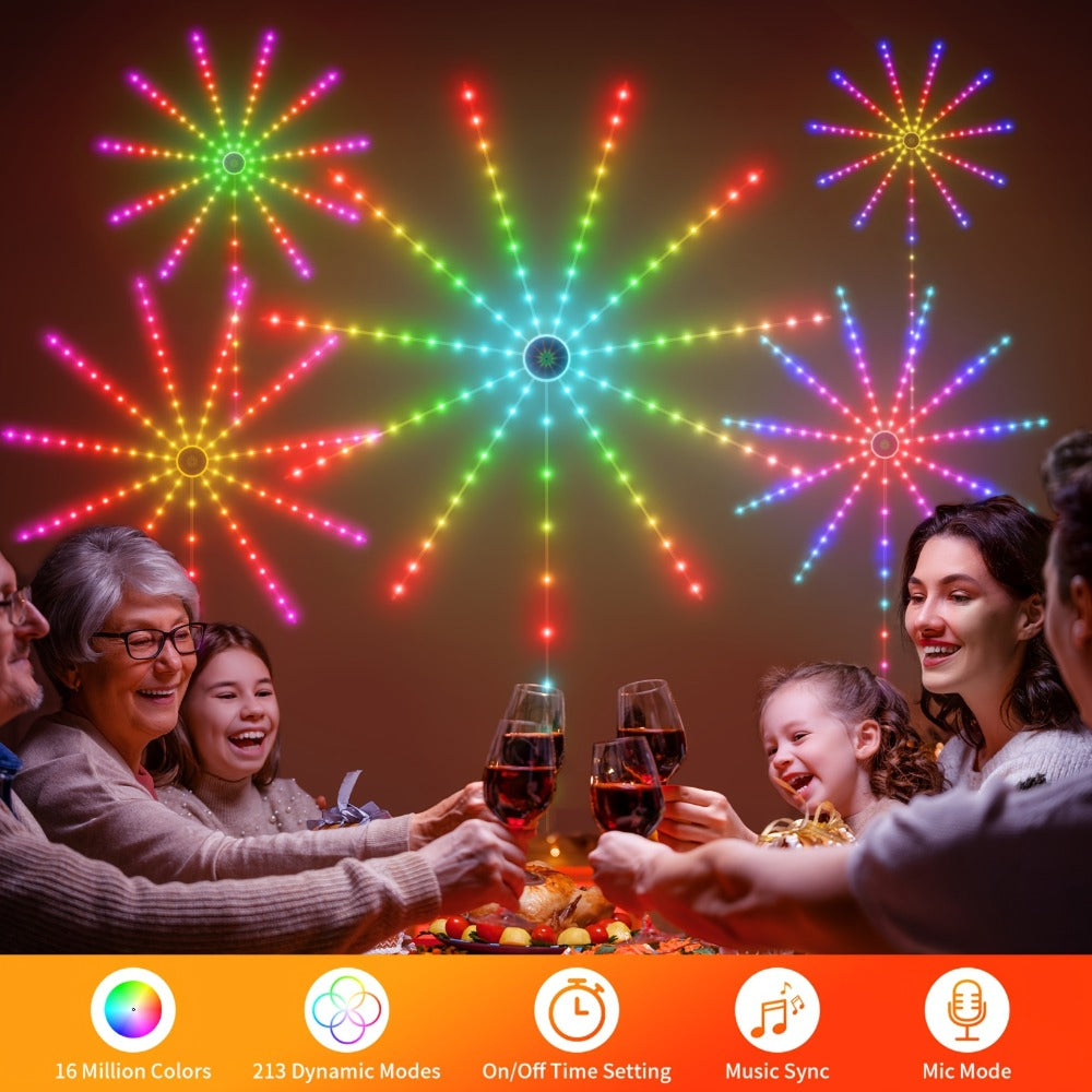 LED Fireworks Light Strip RGB Color Changing - Smart Ambient Light Bar with Infrared Remote Control & Music Sync, 16 Million Colors for Bar, Party, Christmas, Halloween & Home Room Decoration