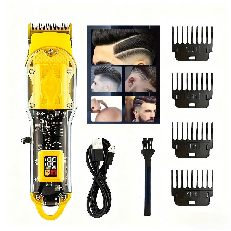 Professional Hair Clippers for Men - Cordless USB Fast Charging with Digital Display, 4 Adjustable Speeds, 4 Limit Combs 0.5-15mm, Rechargeable Lithium Battery, Barber-Grade Portable Clipper Kit 1 or 3 Piece