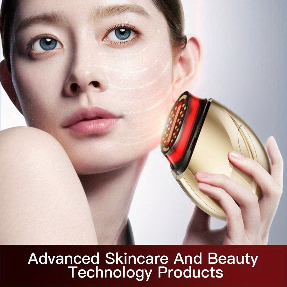 EMS Face Massager ¨C 3-in-1 LED Light Therapy, Warm Heat & EMS Skin Tightening, USB Rechargeable Portable Facial Beauty Device for Anti-Aging, Collagen Boost & Glowing Skin, Home Spa Gift for Women