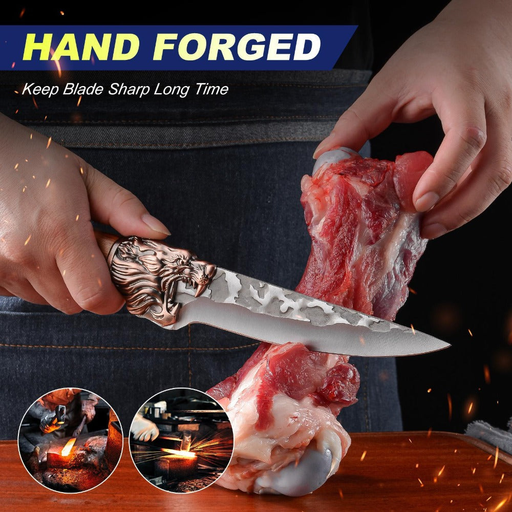 Kitchen Knife Set Professional Forged Chef Knife Set Full Tang Blades with Poultry Shears Meat Knife Carving Knife Cleaver Cooking Gift for Women Home Kitchen