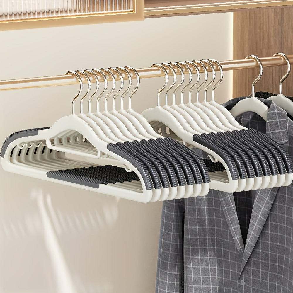 Non-Slip Clothes Hangers 50 Pack with 8 Clasps - Heavy Duty Space Saving Velvet Shoulder Strips Wardrobe Hangers for Shirts, Pants, Coats, Scarves, Wet Dry Use, Closet Organizer