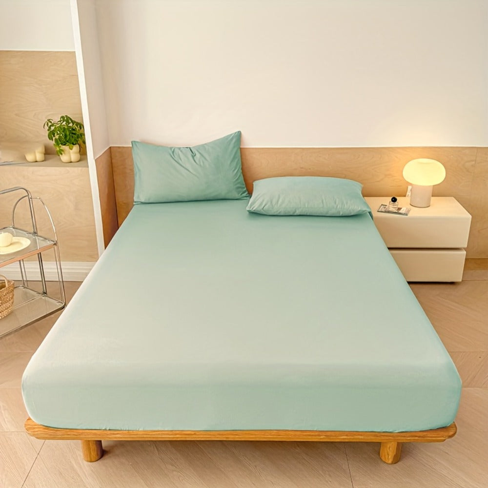 Fitted Sheet Set 3pcs with 2 Pillowcases | Soft Solid Color Bed Sheets Twin Full Queen King