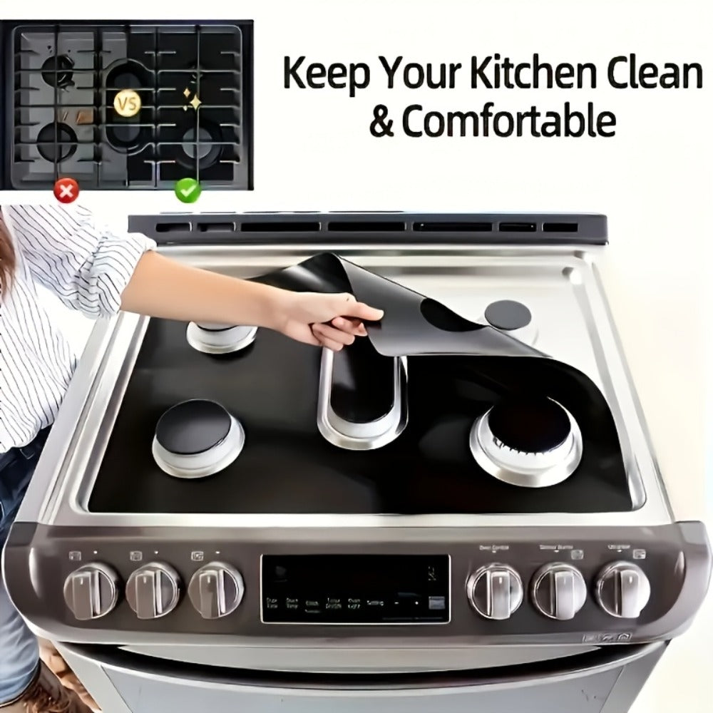 Gas Stove Burner Cover Mat Non-Stick Reusable Washable Stove Top Protector for LG 30-Inch Gas Stove ¨C Oil-Resistant High-Temp Safe, Trimmable 5-Hole Design, Keeps Stove Clean & Scratch-Free