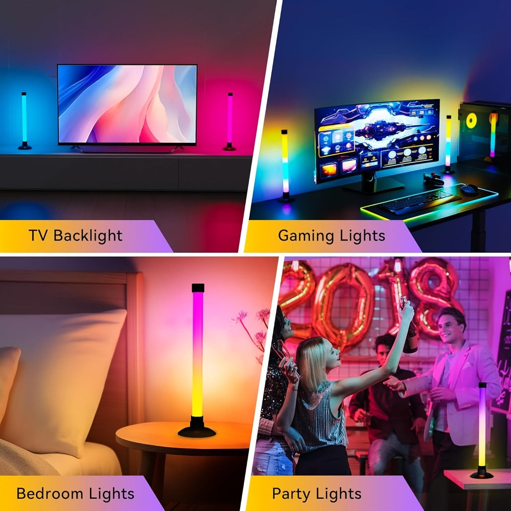 RGBIC LED Light Bar Music Sync RGB Ambient Lighting USB Powered 64+ Modes 16 Million Colors App Remote Control Desktop TV Backlight Mood Lamp Room Decor Night Light 2pcs