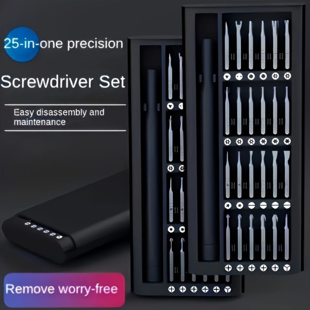 Precision Screwdriver Set 24-in-1 Multi-Functional Phone Tablet Laptop Repair Tool Kit Magnetic Bit Disassembly Removal Tools for Electronics Watch Glasses Computer DIY Repair Black Gray
