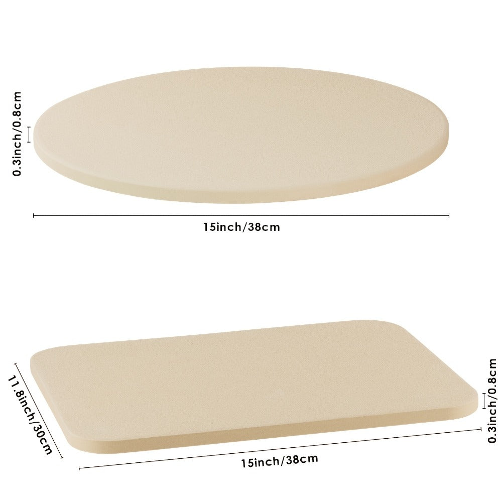 Pizza Stone for Oven and Grill Heavy Duty Cordierite Baking Stone Thermal Shock Resistant for Pizza Bread Rectangular 15x11.8 Inch Round 15 Inch