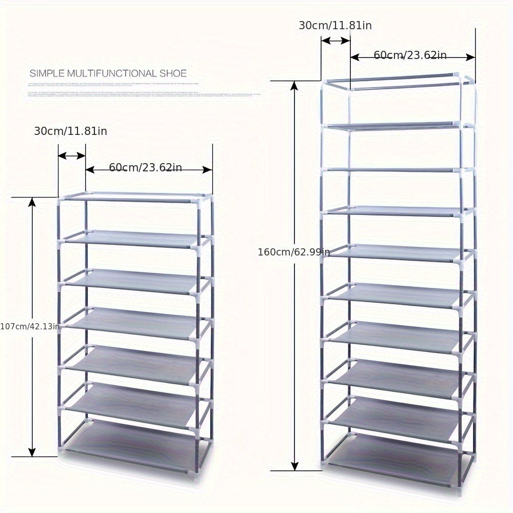 Shoe Rack with Dustproof Cover 10 Layers 9 Cubbies ¨C Large Capacity Non-Woven Shoe Organizer for Entryway, Closet & Bedroom ¨C Space-Saving Steel Frame Shoe Shelf, Easy Assembly