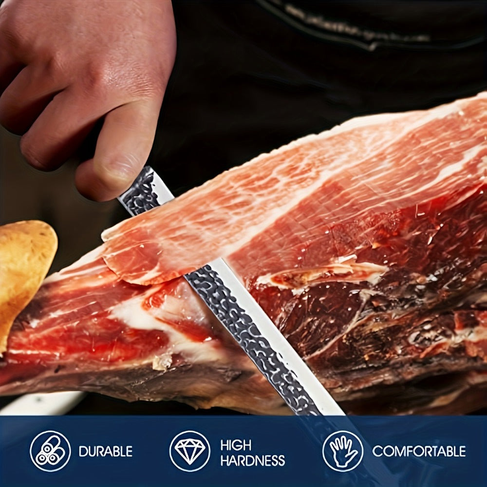 Brisket Knife 12 Inch Hand Forged High Carbon Steel Slicing Knife for BBQ Meat Carving - Sharp Blade for Brisket Ribs Roasts Turkey - Professional BBQ Knife Gift for Grilling Enthusiasts