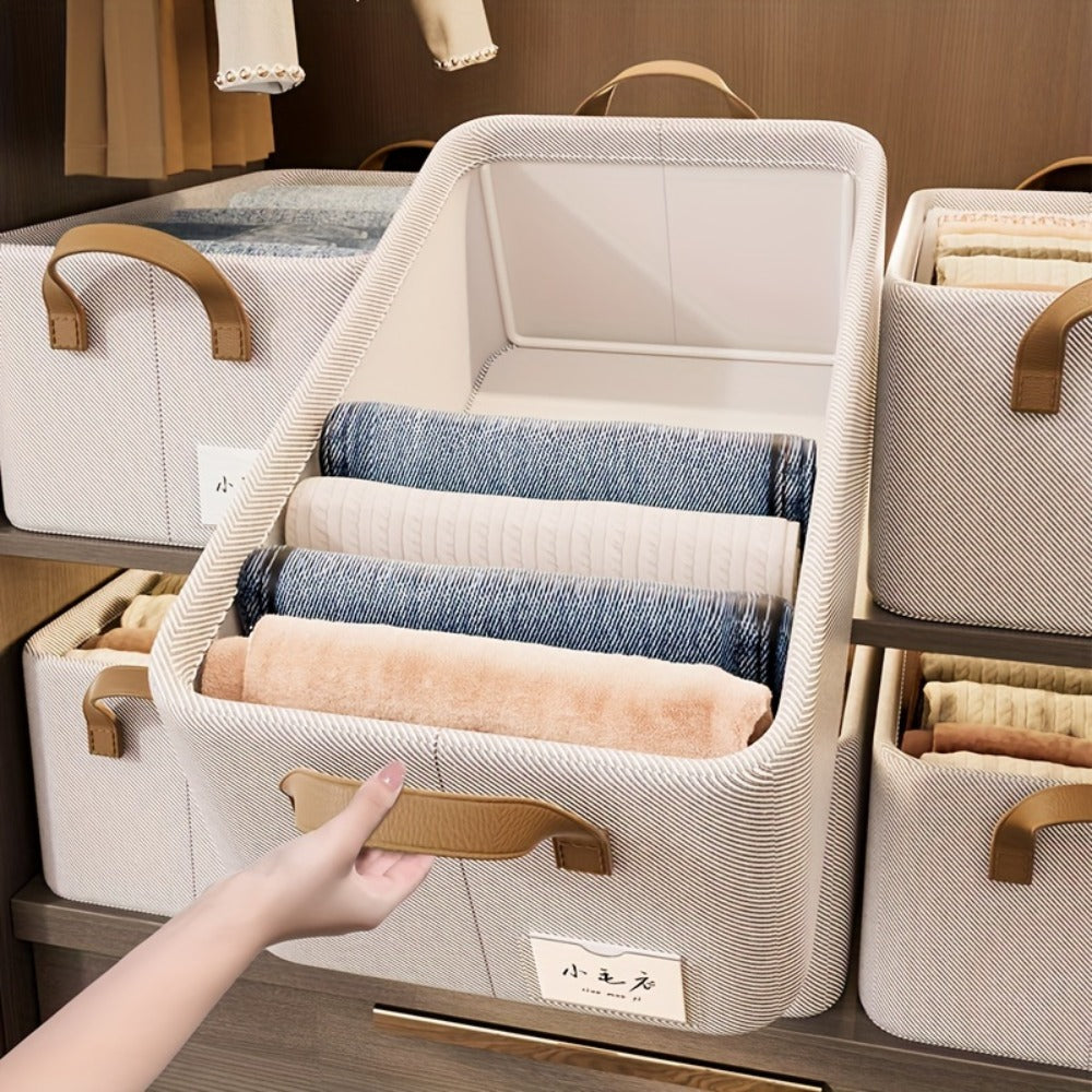 Large Fabric Storage Baskets with Handles 2 Pack Foldable Collapsible Storage Bins for Closet Bedroom Living Room Wardrobe Clothes Organizer Shelf Basket 26L