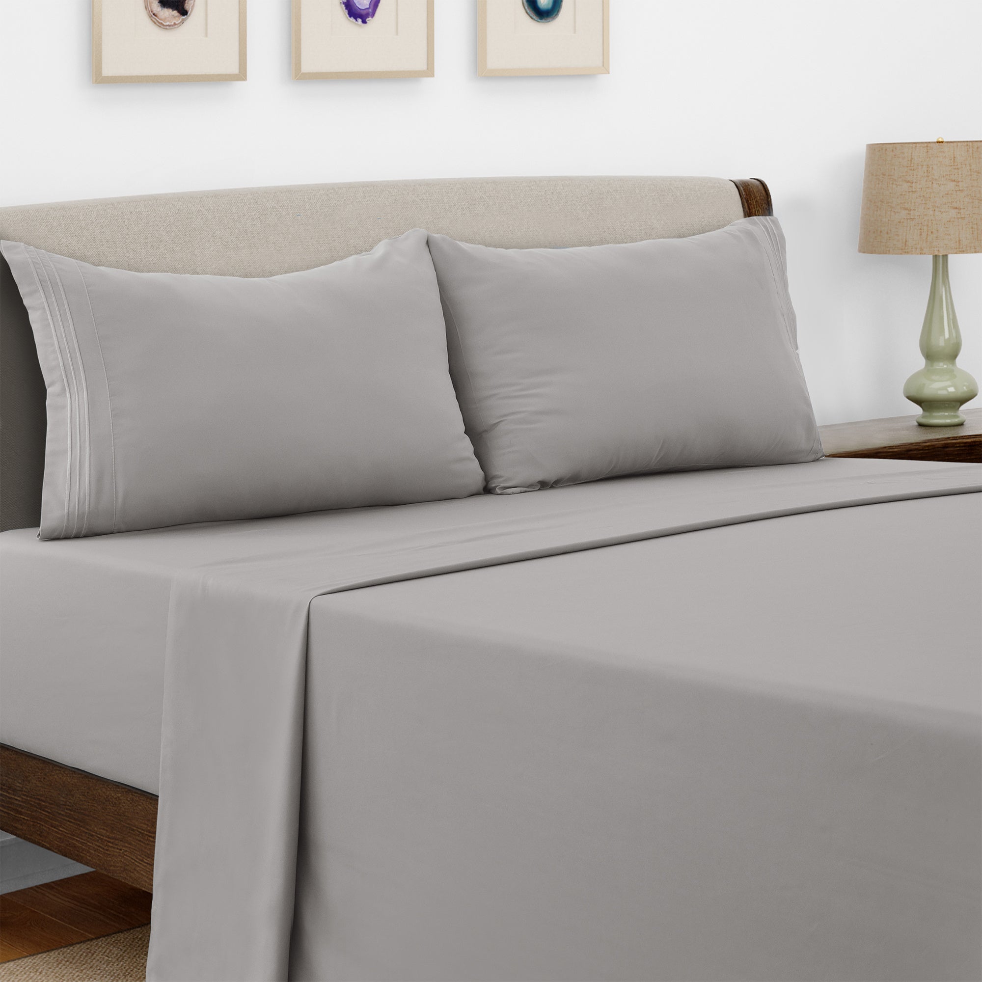 Microfiber Bed Sheet Set 4 Piece - Soft Breathable Deep Pocket 16 inch Fitted Sheet, Flat Sheet & Pillowcases, Wrinkle Fade Resistant Bedding for All Seasons Twin Twin XL Full Queen King Cal King, 24 Colors