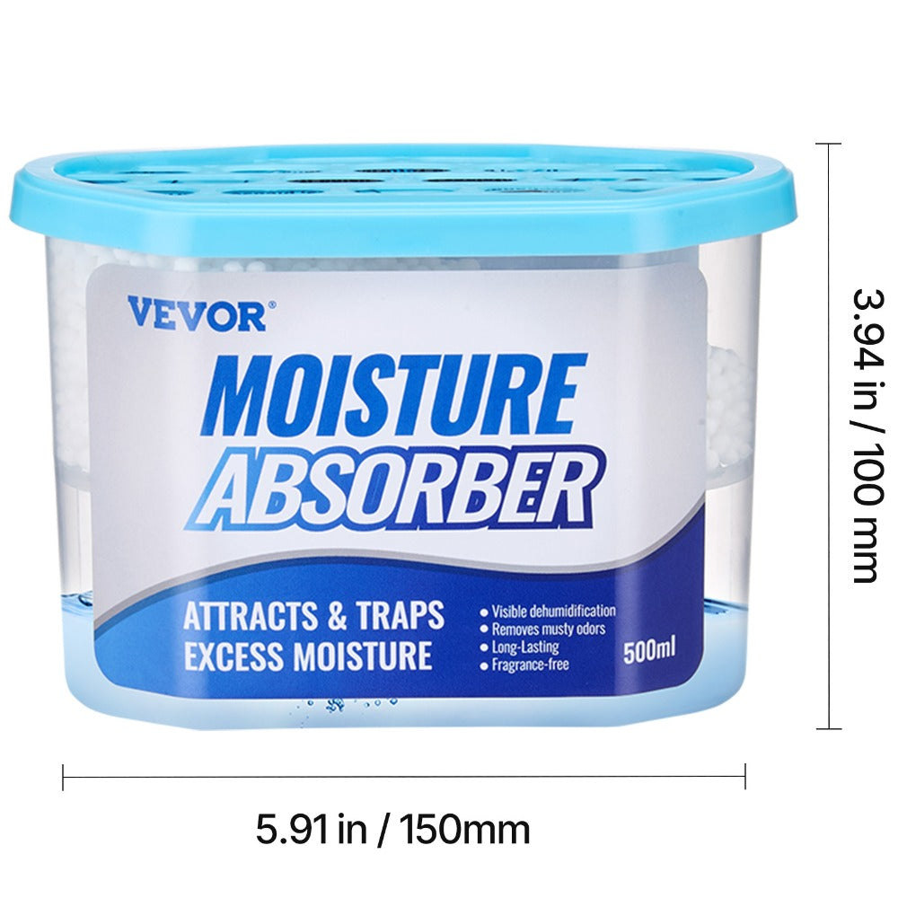 Moisture Absorber Boxes 6 Pack 500ml Calcium Chloride Dehumidifier Box Fragrance Free Humidity Absorber for Bathroom Closet Kitchen Bedroom Shoe Cabinet