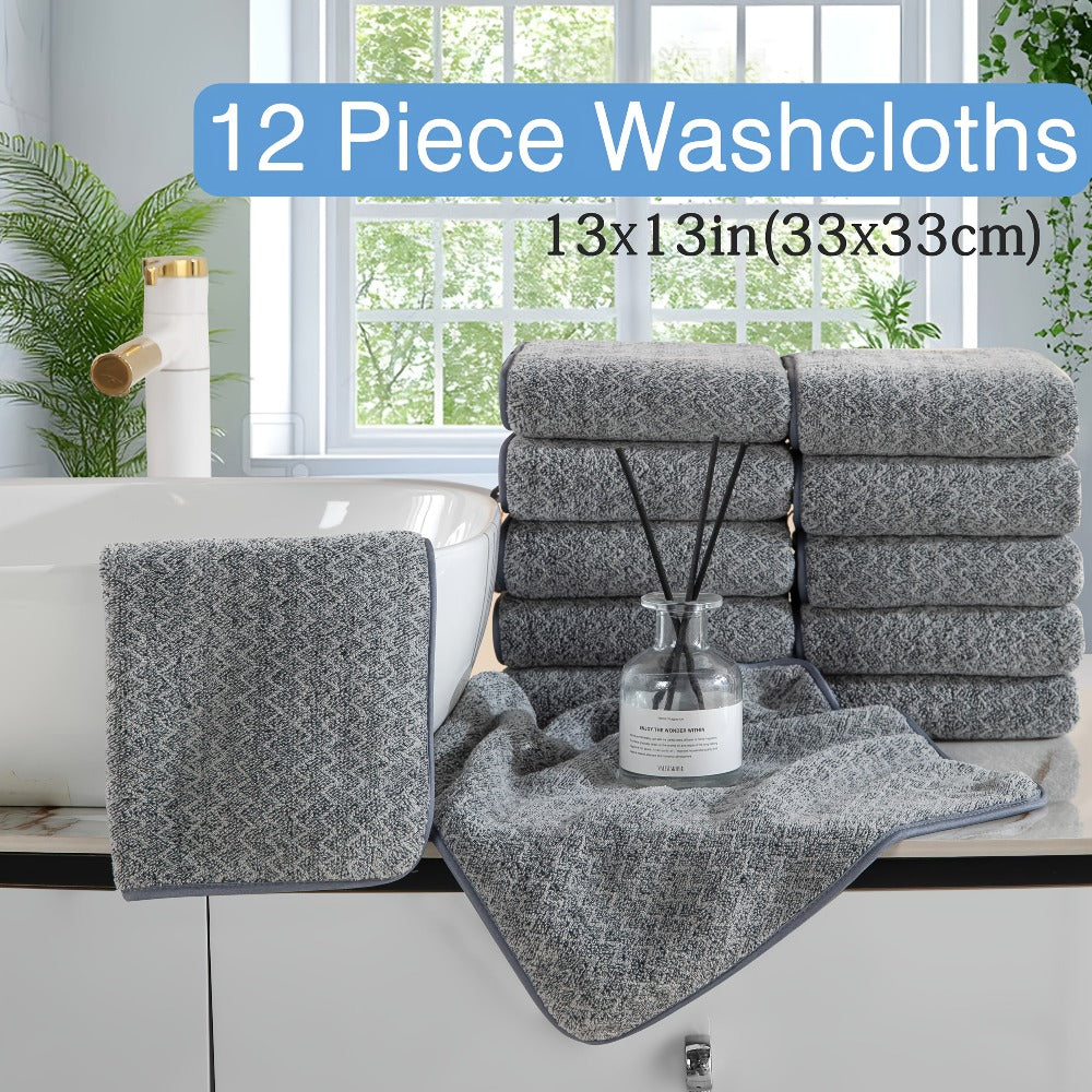 Bath Towel Set 20 Piece 100% Microfiber Absorbent Quick Dry Soft Extra Large Bath Sheets 8 Bath Towels 12 Washcloths Home Bathroom Spa Gift White Beige Gray Blue Green Purple