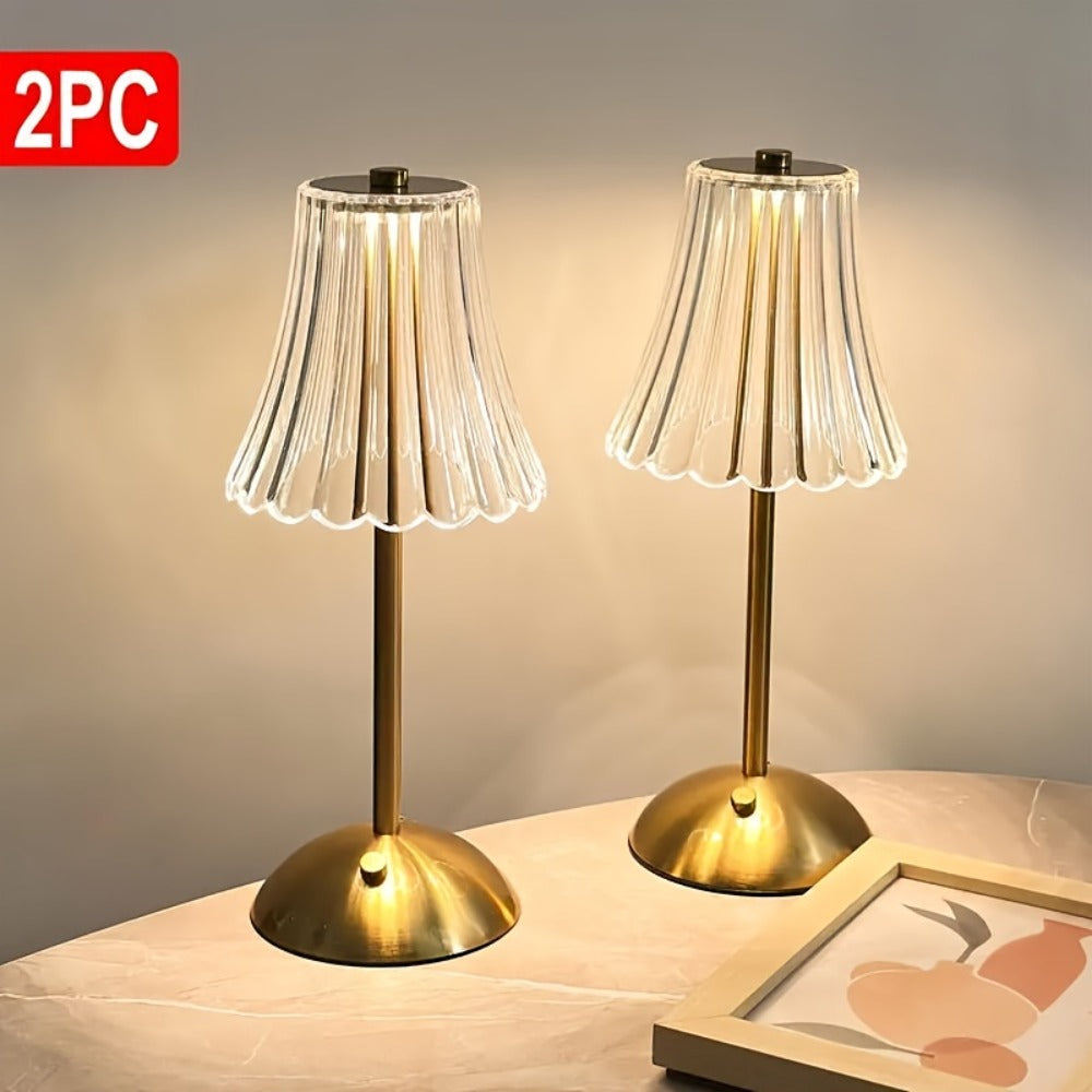 Crystal LED Table Lamp Vintage USB Rechargeable 3 Color Dimmable Touch Control Bedside Night Light for Bedroom Living Room Office Reading Relaxation Ambiance Modern Desk Lamp 1pc or 2pcs
