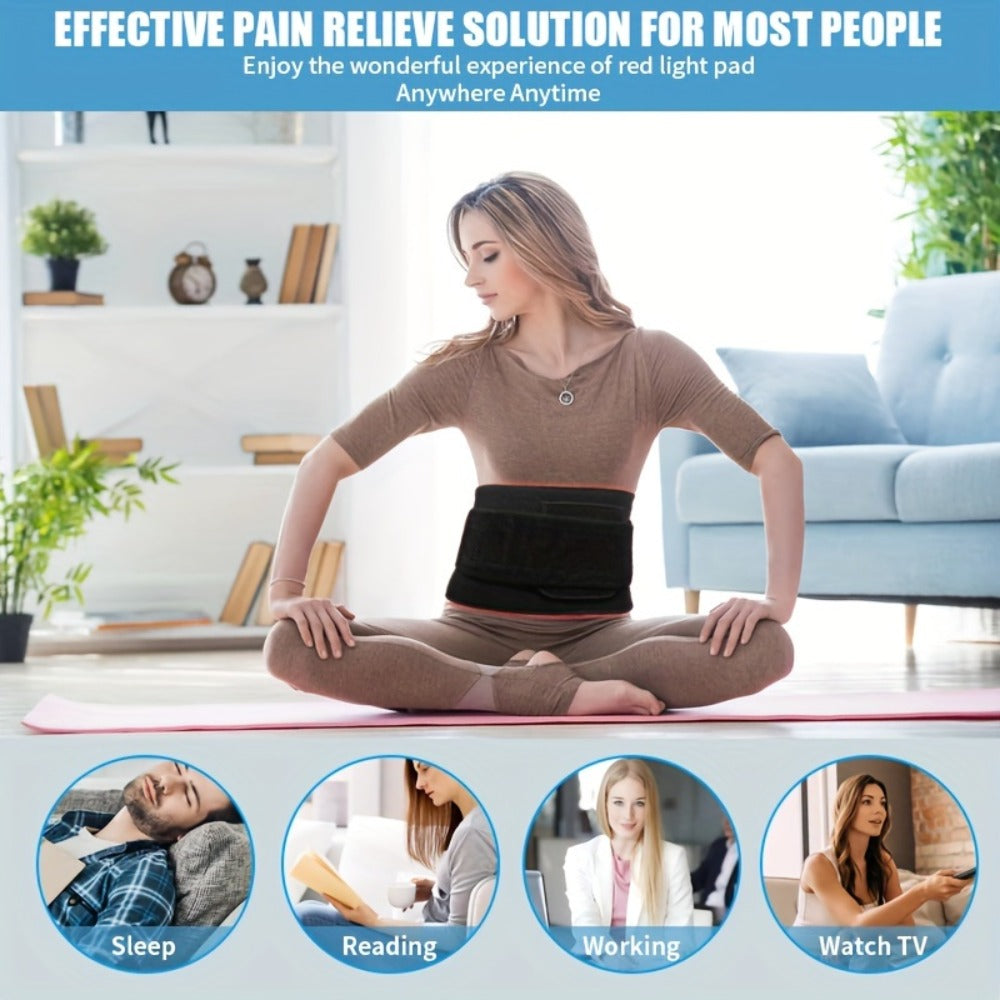 Red Light Therapy Pad Wearable Wrap with Timer ¨C Low Voltage Portable Infrared Light Device for Back, Waist, Shoulder & Knee Pain Relief, At-Home Body Recovery Wrap, Father's Day Gift, Black