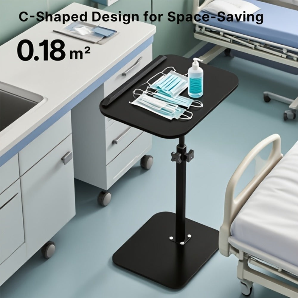 Overbed Table Adjustable Height Hospital Bed Table Bedside Dining Table for Elderly Patients Convalescence Home Medical Nursing Table Rolling Laptop Desk for Bedridden Adults Recovery Care Table Black