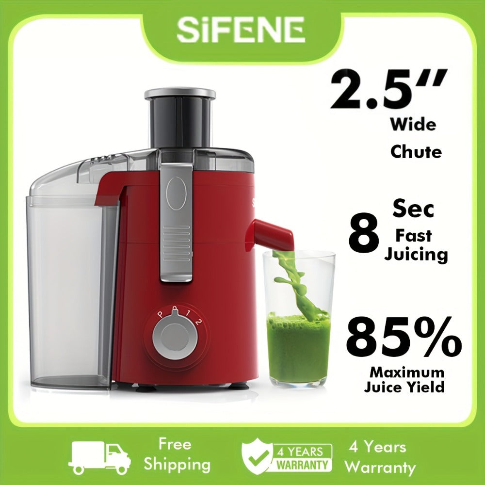 Centrifugal Juicer Wide Feed Chute - 2-Speed Juice Extractor for Fruits & Vegetables, Fast Juicing Machine, Easy to Clean, Compact Design for Home Kitchen, Red