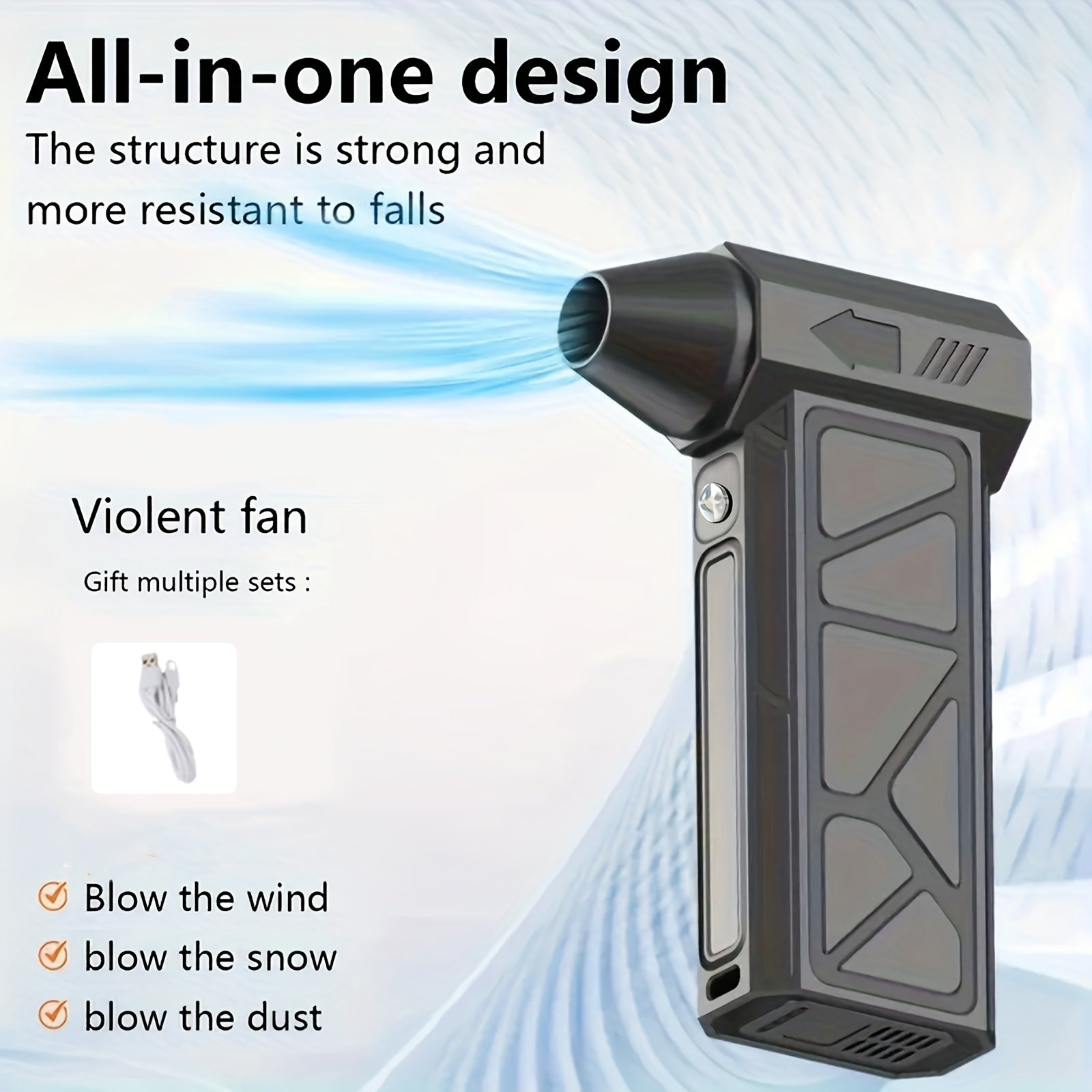 Handheld Electric Air Blower & Dust Collector with Digital Display - Wireless High-Speed Turbine Fan, USB & Battery Dual Power for Keyboard, Car, Home