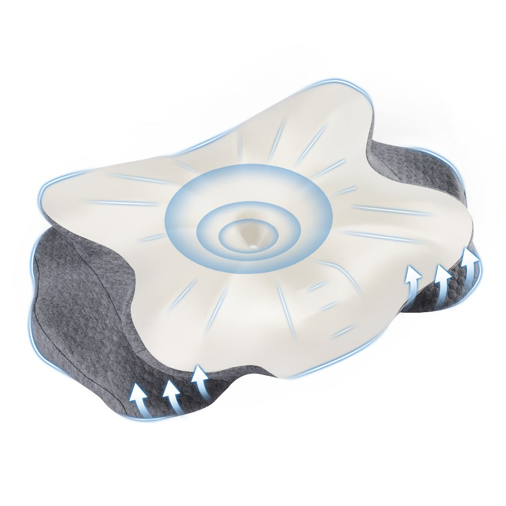 Memory Foam Cervical Pillow Ergonomic Contour Neck Support Orthopedic Bed Pillow for Side Back Stomach Sleepers with Cooling Pillowcase Queen King