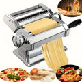 Pasta Machine with 8 Adjustable Thickness Settings, 2-in-1 Stainless Steel Manual Pasta Maker with Roller & Cutter, Homemade Noodle Maker for Spaghetti Fettuccine Lasagna Dumpling Wrappers