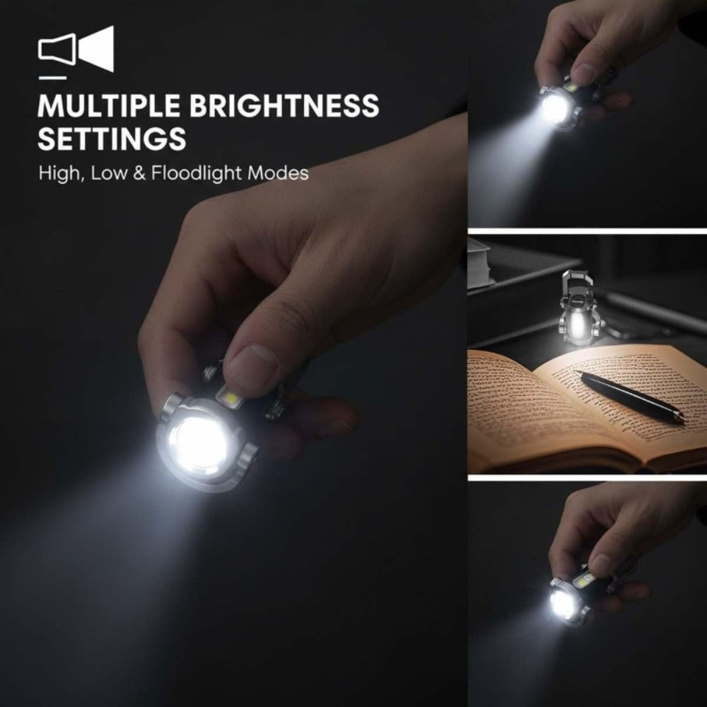 Mini Keychain Flashlight 4 Pack USB Rechargeable, 1200 Lumens 7 Modes Compact EDC Pocket Flashlight with Phone Charging Function, Clip-On Portable Torch for Hiking Camping Emergency Outdoor Survival