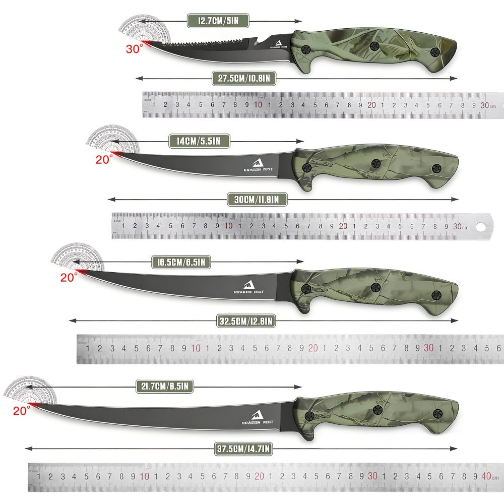 Fish Fillet Knife Set 4 Piece Ultra Sharp Stainless Steel Boning Knives with Storage Bag and Sharpener for Freshwater Saltwater Fishing