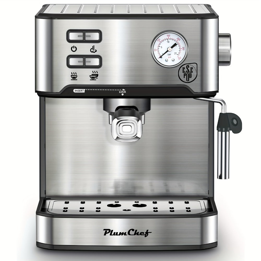 20 Bar Espresso Machine 950W ¨C Stainless Steel Espresso & Cappuccino Latte Maker with Steam Wand Milk Frother, 49.03oz Water Tank, ESE Pod Filter, Home Barista Coffee Machine ¨C Black, Pressure Gauge