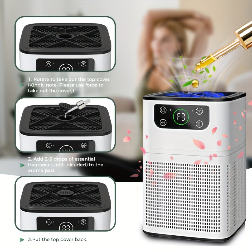 HEPA Air Purifier with Aromatherapy Function for Pets Dust Odor Smoke, Quiet Sleep Mode Air Cleaner for Bedroom Office Living Room, Small Portable Room Air Purifier with Essential Oil Diffuser