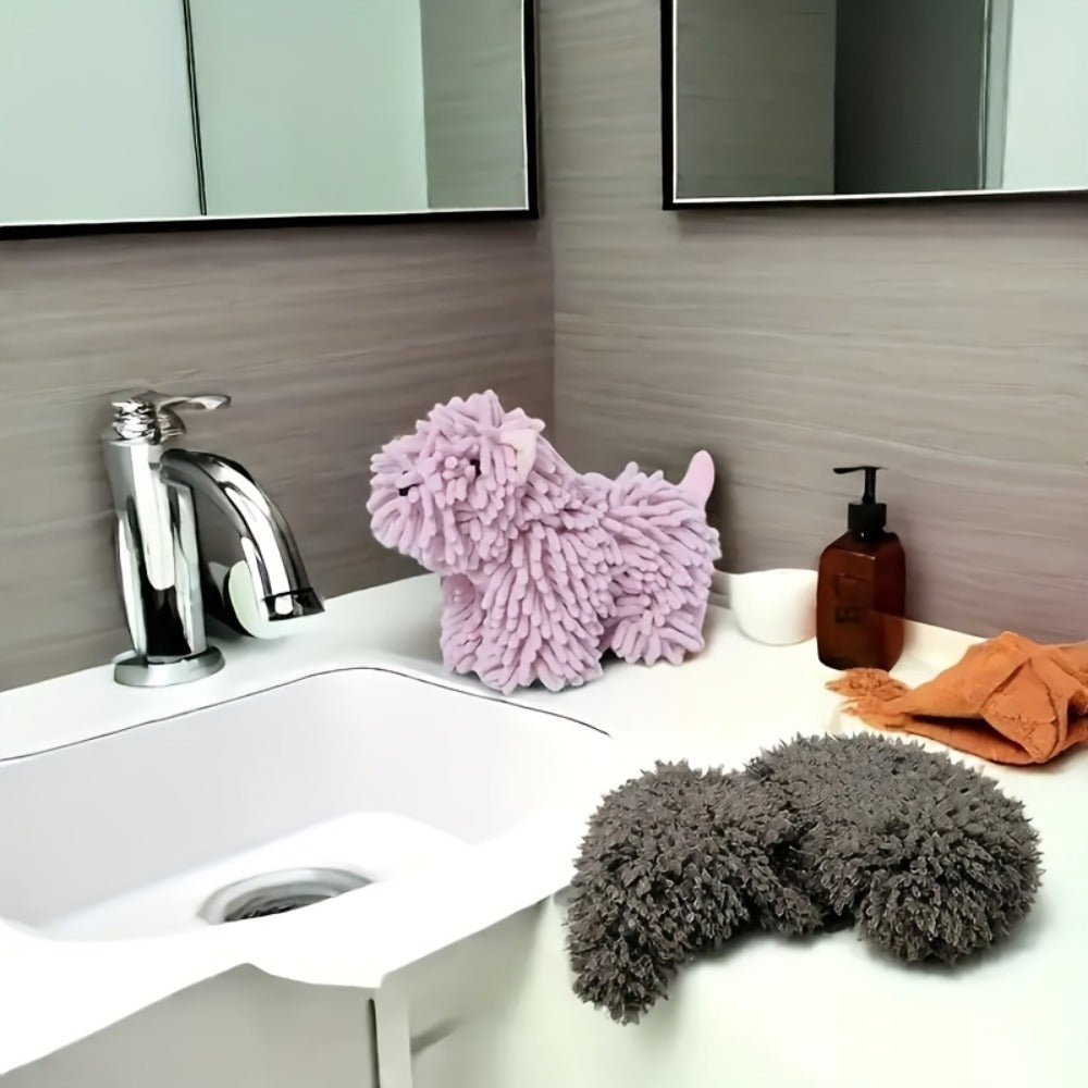 Cute Puppy Hand Towel Wall-Hanging Kitchen Bathroom Towel ¨C Soft Absorbent Cartoon Dog Decorative Cloth 150g/©O