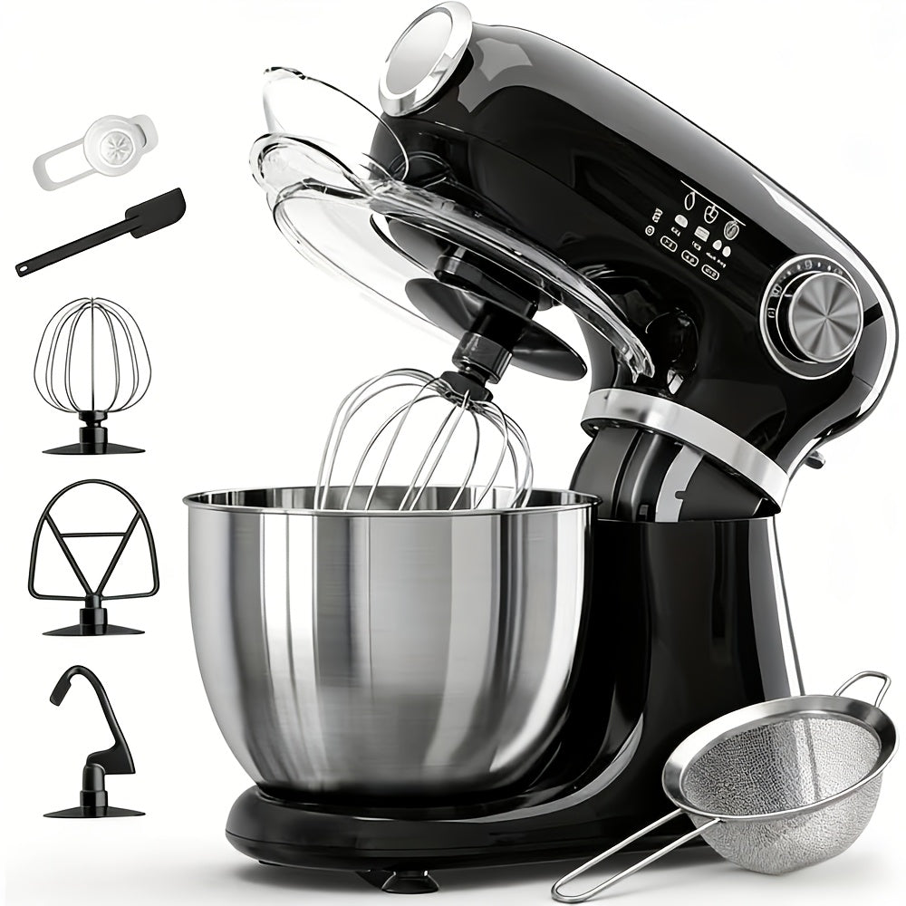Bowl-Lift Stand Mixer 5.5 Qt 4-in-1 Electric Vertical Mixer 350W 12-Speed with Pulse Stainless Steel Bowl Dough Hook Whisk Mixing Paddle for Cake Bread Dough Black Red