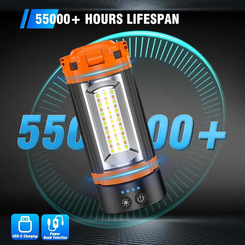 Rechargeable Camping Light 12000mAh with 79 Inch Detachable Tripod Stand ¨C Dimmable 3-Head LED Work Light, Magnetic Base, Cordless Emergency Flashlight for Camping Jobsite Outdoor Power Outage