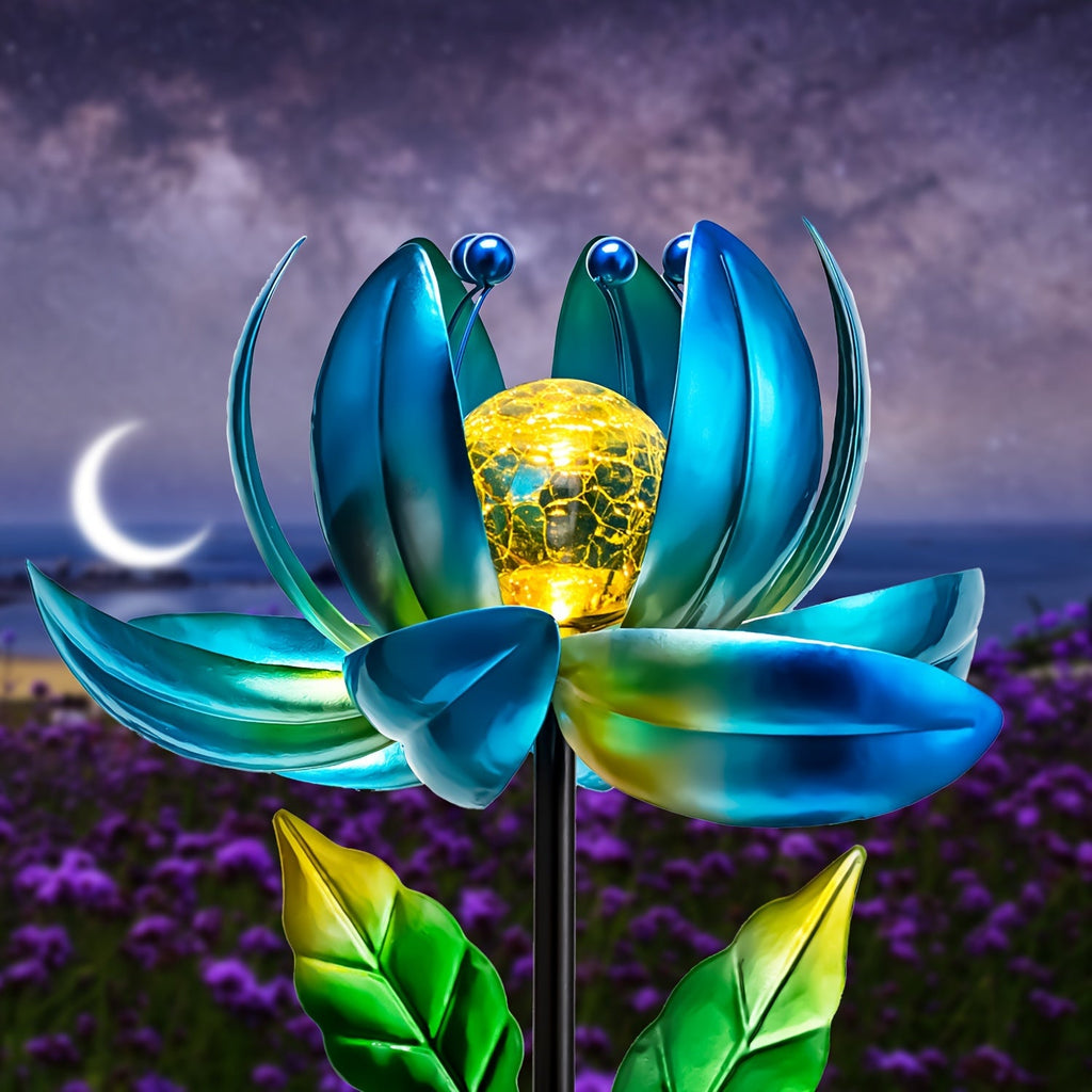 Solar Outdoor Windmill Light Rotating Garden Stake | Color Changing LED | Waterproof Solar Garden Light | Spinning Windmill Lamp for Patio Lawn Yard Pathway Decoration | Purple Blue