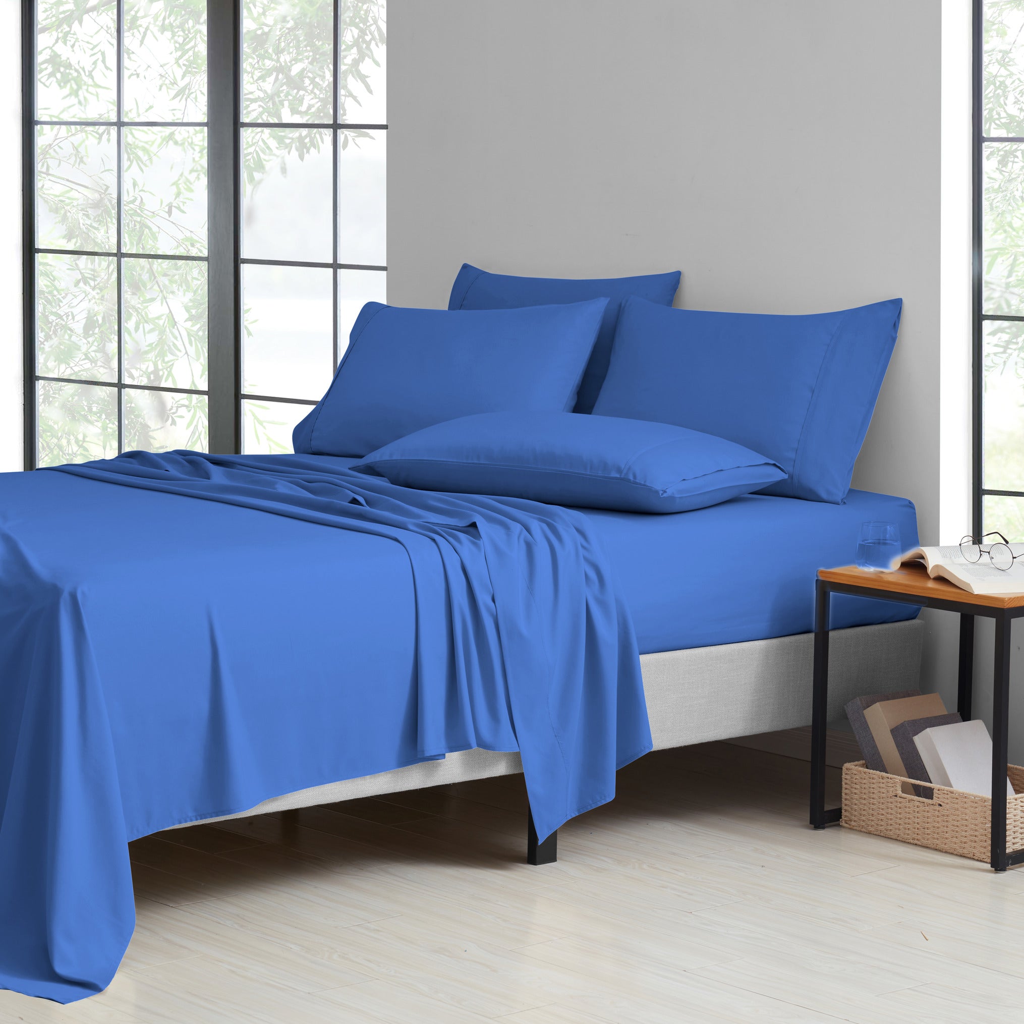 Bamboo Sheet Set 6 Piece Cooling Bed Sheets with Deep 16 Inch Pockets - 2000 Thread Count Microfiber Bamboo Blend Fitted Flat Sheets Pillowcases Twin Full Queen King Cal King