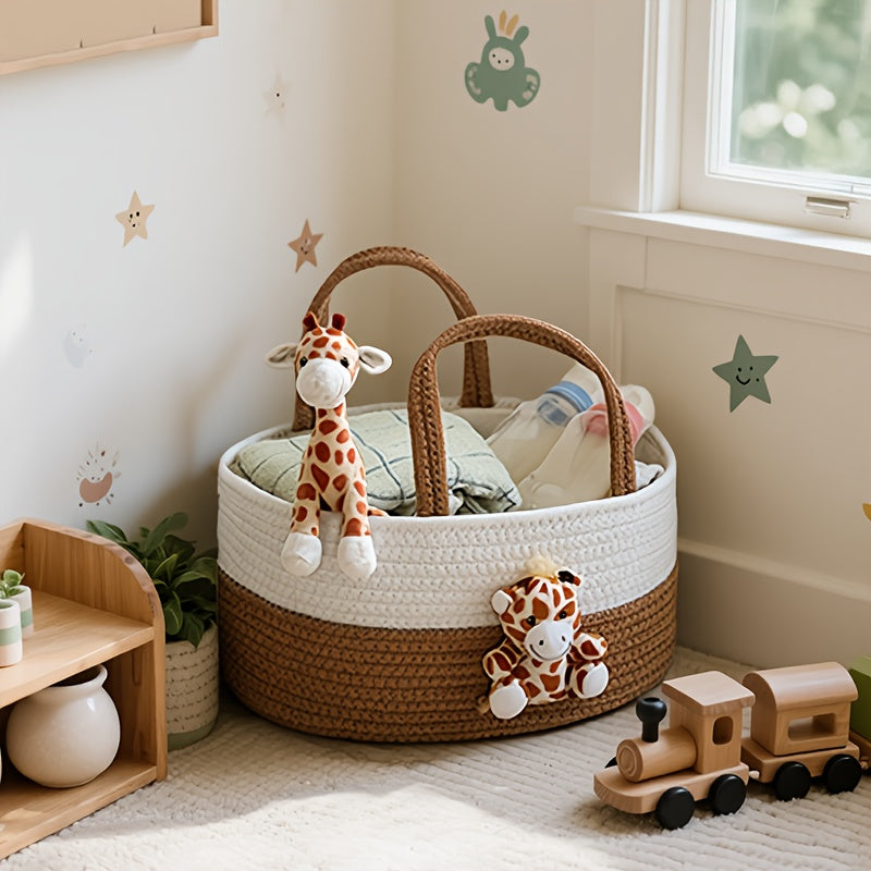 Cute Animal Woven Storage Basket ¨C Decorative Desktop Organizer for Remote Controls, Toys, Stationery & Small Items ¨C Bear, Bunny, Elephant & Giraffe Styles for Home, Nursery & Gift