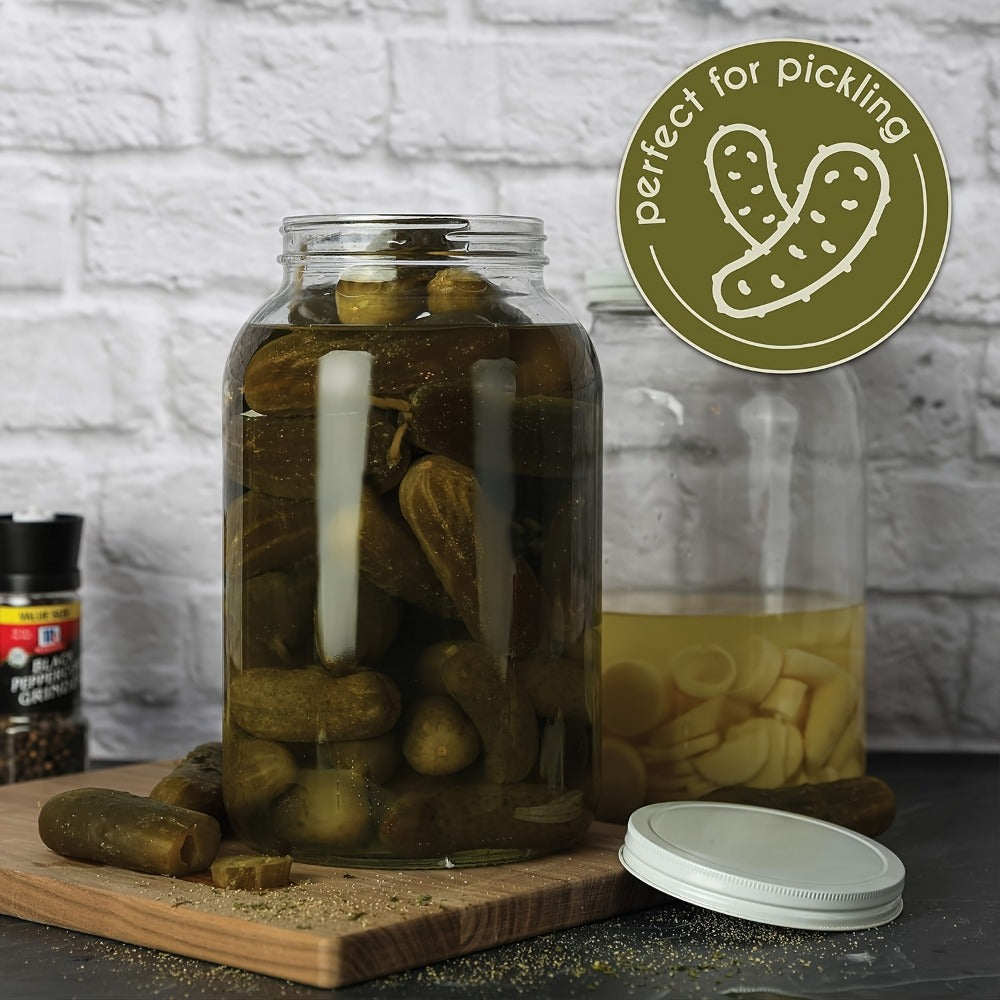 1 Gallon Wide Mouth Glass Jar with Flip Top Lid - Airtight Sealed Storage Jar for Fermentation, Pickling, Canning, Flour & Food Storage, 2 Pack