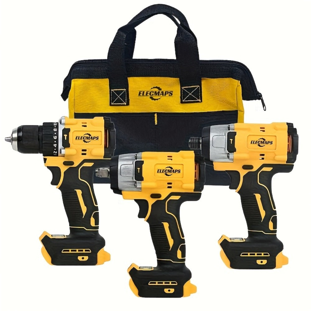 Cordless Power Tool Combo Kit for Dewalt 20V Battery - Impact Wrench 1500Nm, Brushless Drill & Screwdriver Set for Home Repair & Construction