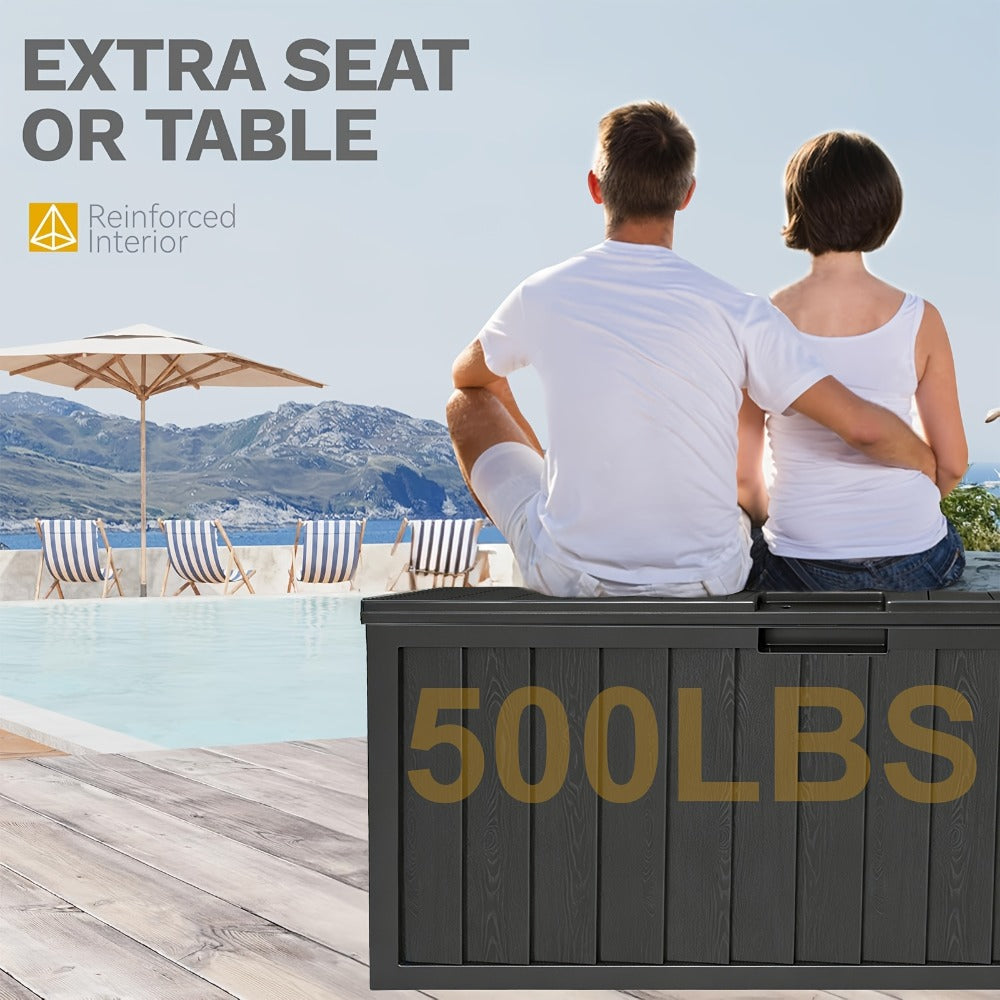 75 Gallon Outdoor Storage Box Waterproof Deck Box with Handles & Wheels ¨C Large Patio Storage Cabinet for Pool Accessories, Garden Tools & Outdoor Furniture | Easy Assembly Lockable Deck Storage Chest