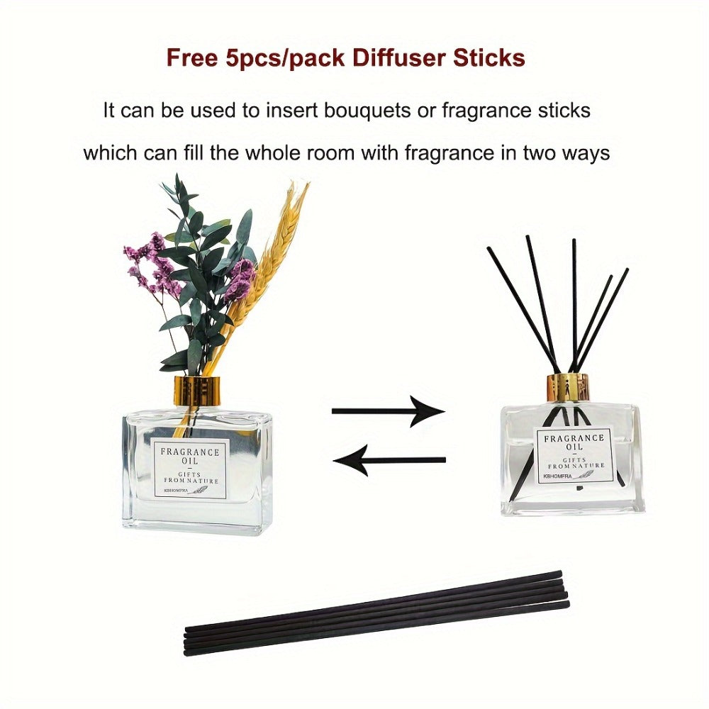 Reed Diffuser Set with Real Flowers - 4.05 oz 120ml Scented Home Fragrance Aromatherapy Diffuser Sticks for Bedroom Bathroom Living Room Office Gift