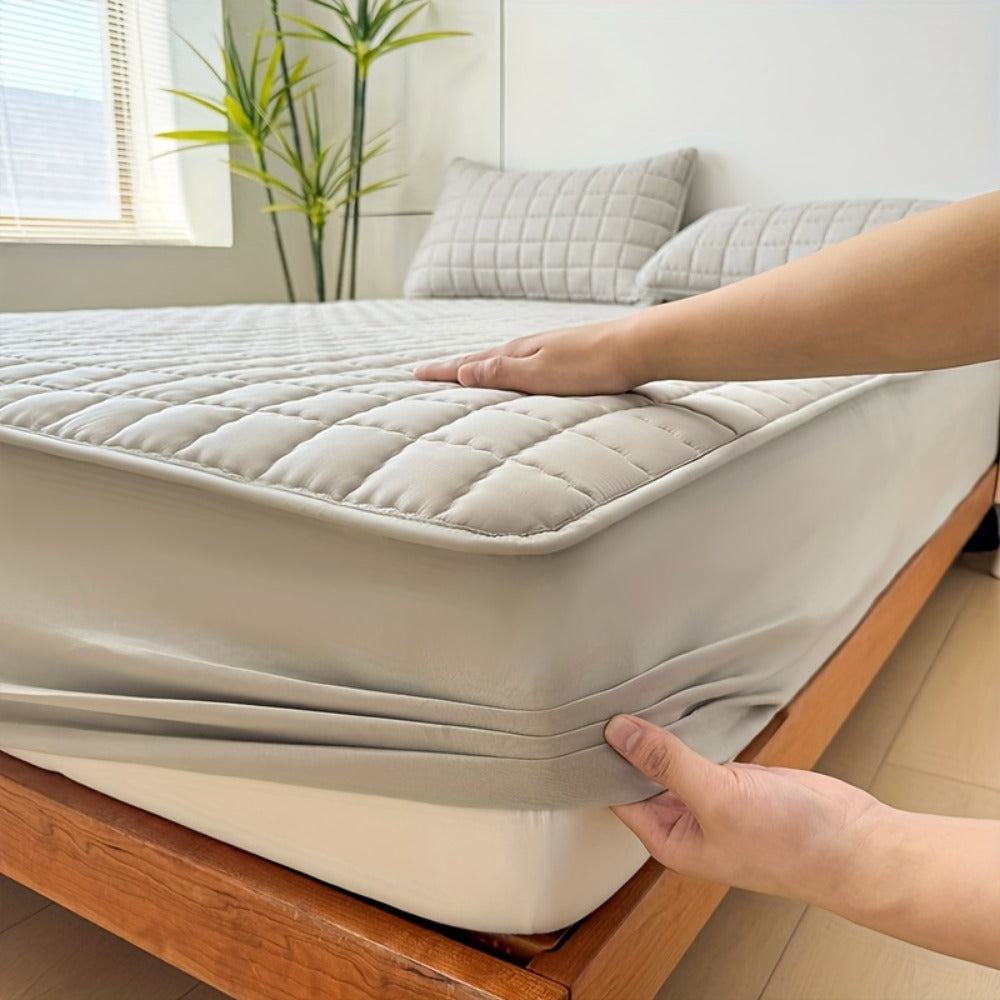 Quilted Waterproof Mattress Protector Soft Breathable Mattress Cover with Deep Pocket for Full Queen King - Solid Color Bedding Pad for Bedroom Guest Room Hotel Apartment School