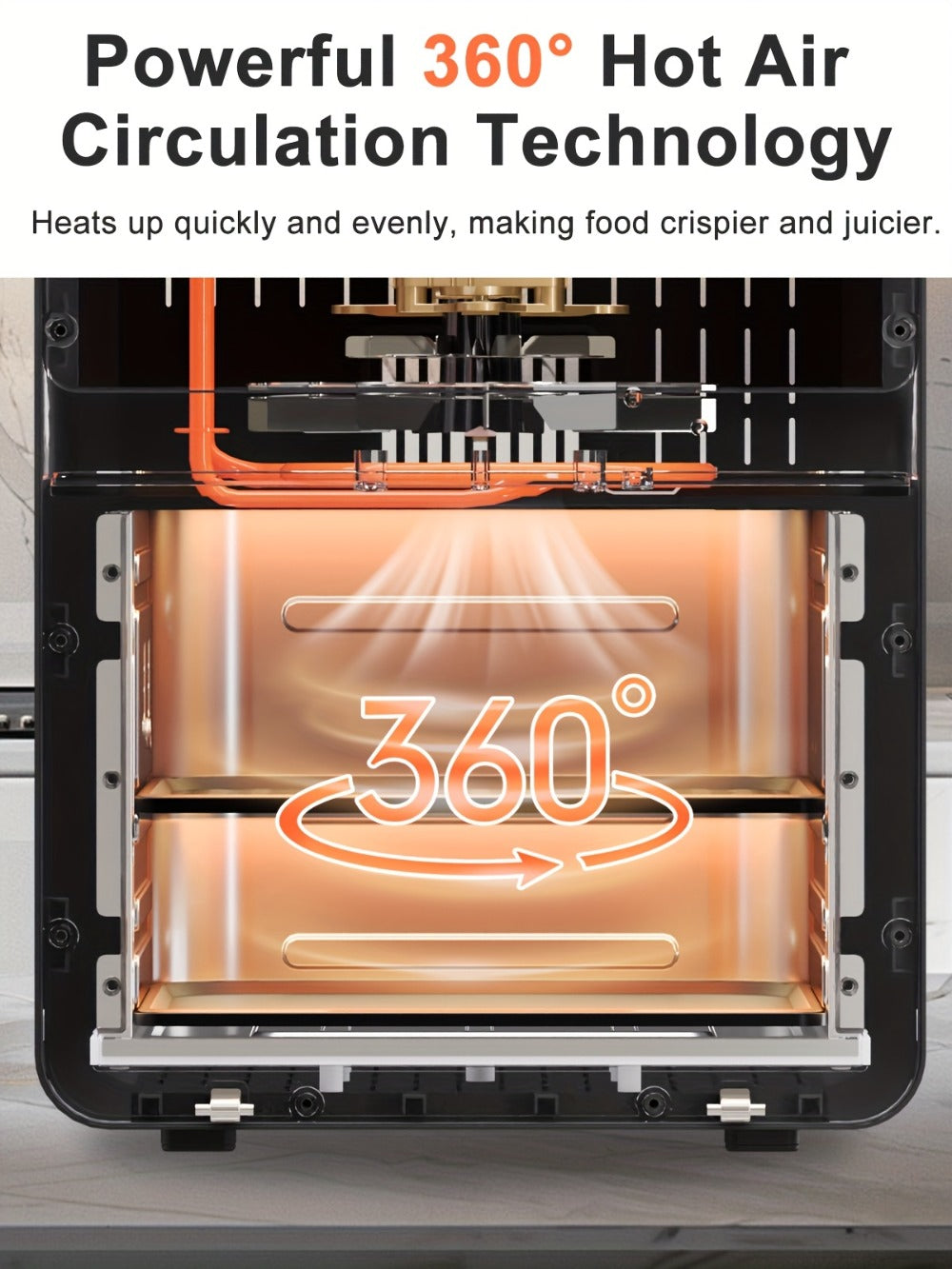 Air Fryer Toaster Oven Combo Extra Large ¨C 12-Quart Countertop Convection Oven with Digital Touchscreen, 12 Preset Functions, Baking, Roasting & Reheating, Family-Sized Meals, Black