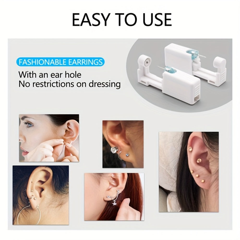 Ear Piercing Kit ¨C 8 PCS Disposable Self Piercing Gun with 316 Stainless Steel Earrings, Safe & Easy Home Ear Piercing Tool for Family & Party Use