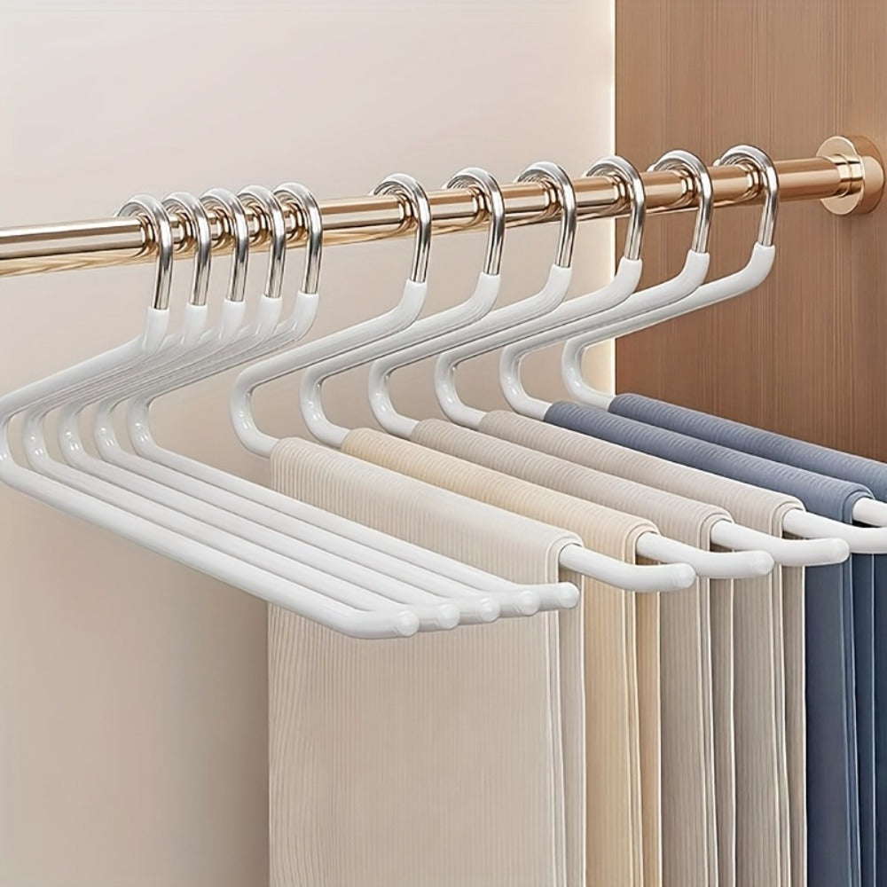 Pants Hangers Metal Open Leg Non-Slip - Heavy Duty Trouser Jeans Hanger for Wardrobe, Space Saving, Black or White, 10/20/30/50pcs