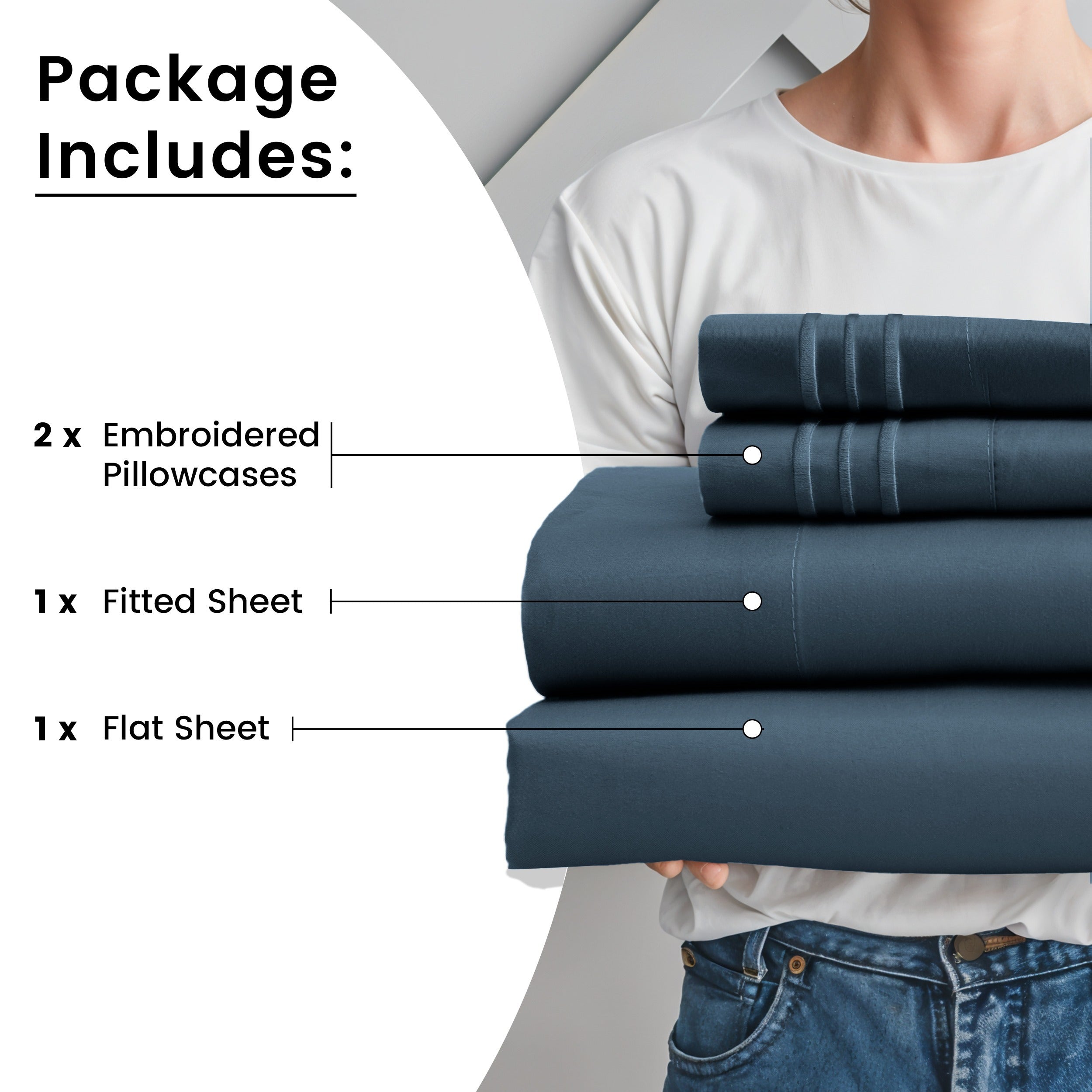 Fitted Sheet Set 6-Piece Brushed Polyester Deep Pocket Bed Sheets 20 Colors Hotel Luxury Soft Bedding with Embroidered Pillowcases