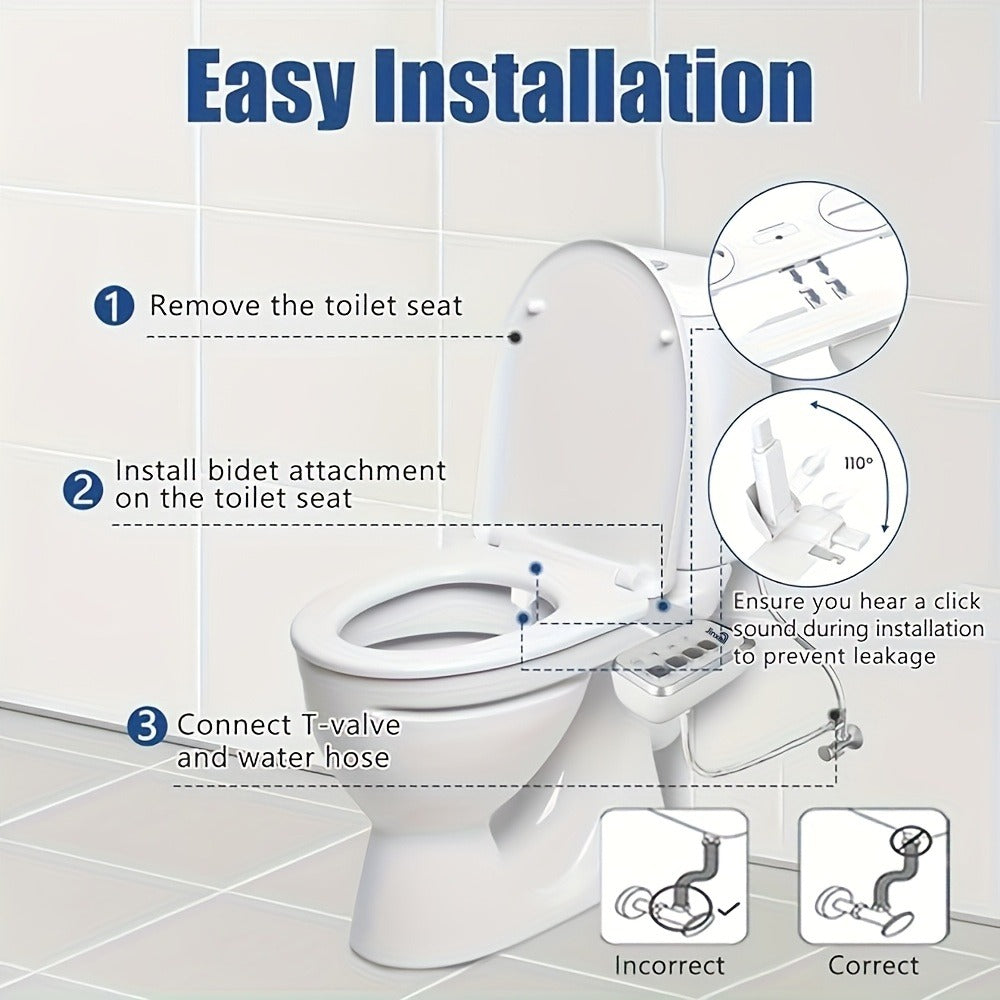 Bidet Attachment for Toilet Ultra-Slim ¨C Non-Electric Cold Water Sprayer, Retractable Self-Cleaning Nozzle, Adjustable Water Pressure, Easy Install Toilet Seat Bidet
