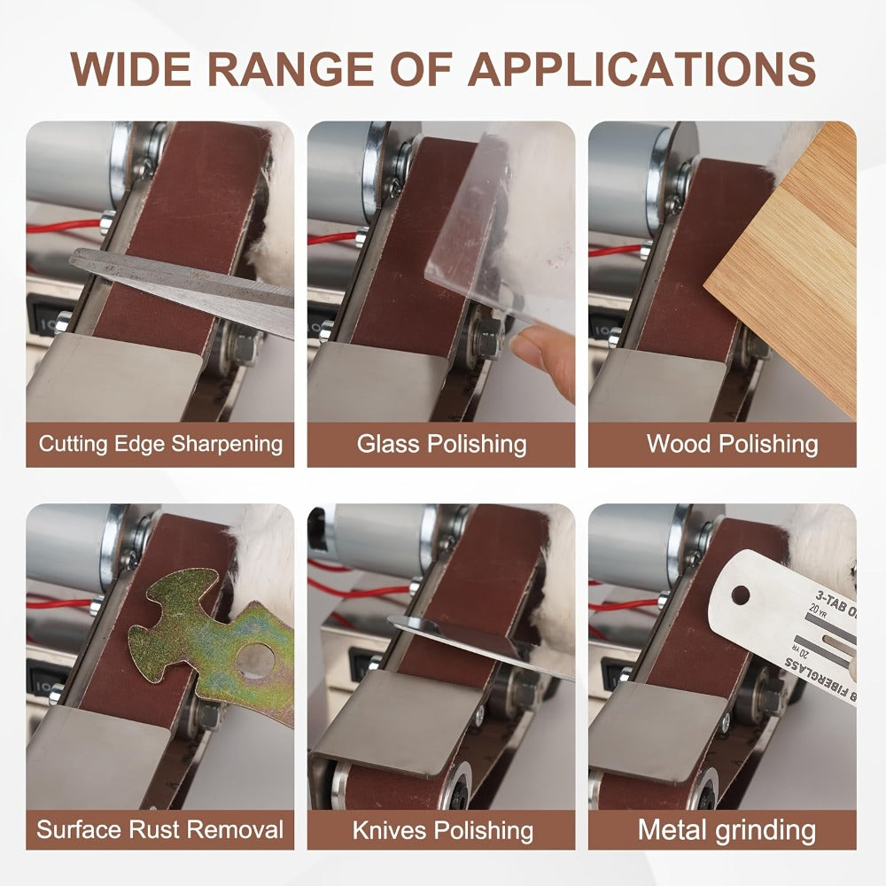 Mini Belt Sander 15¡ã Angle - 7-Speed Electric Belt Grinder Knife Sharpener Kit with 30 Sanding Belts for Metal, Woodworking & Knife Making