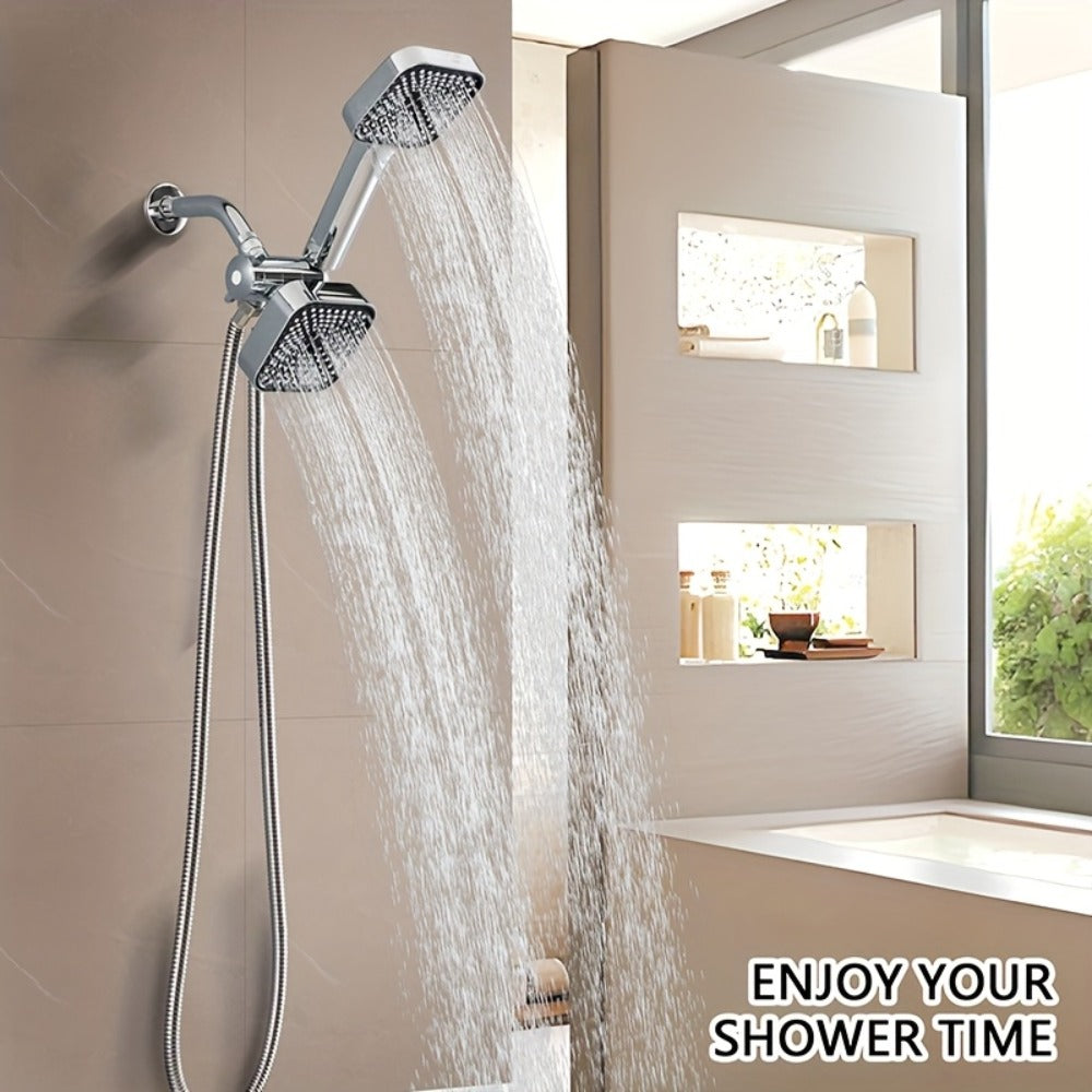 Handheld Shower Head Kit 4 Inch High Flow with Long Hose 3-Way Diverter Dual Purpose Shower Spray Assembly Wall Mount Bathroom Shower Fixtures Silver Black