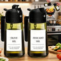 Glass Olive Oil Dispenser Bottle Set of 2 - 16oz 480ml Dual Drizzle & Spray Function, Light-Blocking Design for Fresh Oil, Kitchen Cooking Bottle